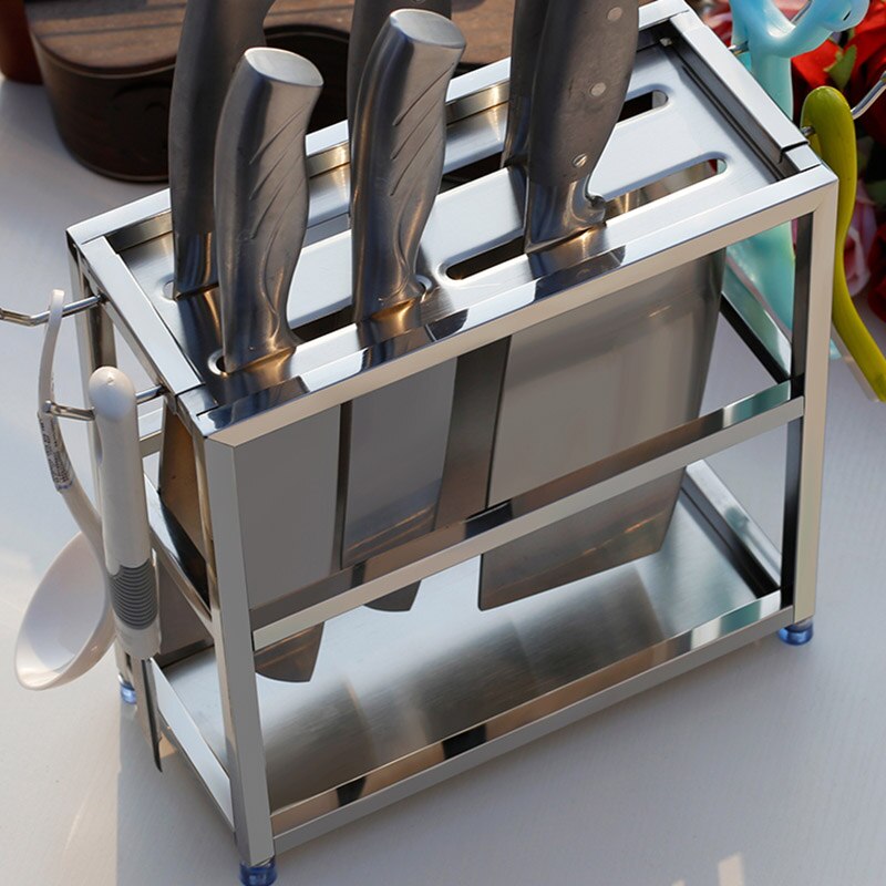 Soporte Universal para cuchillos de cocina de acero inoxidable, negro, plateado y verde, tijeras, cuchara, almacenamiento, juego de soporte de Metal: Silver