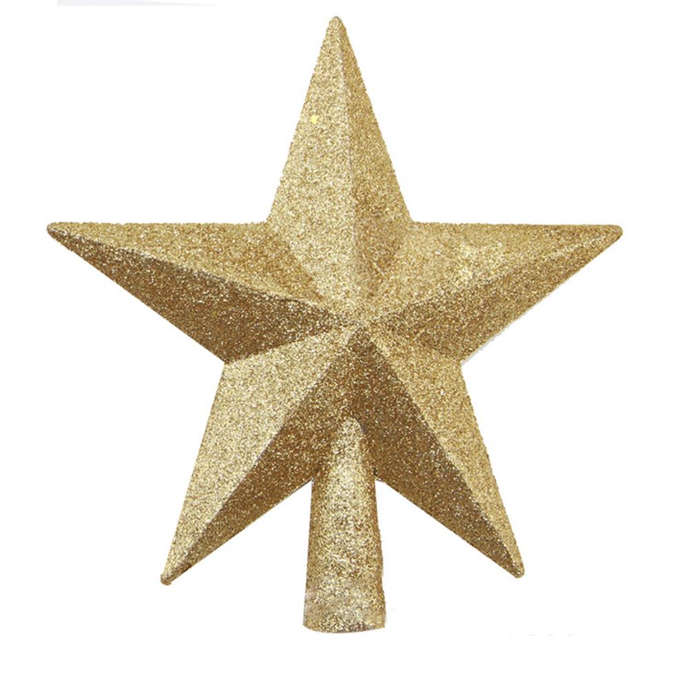 20 / 15 Cm Plastic Ornament Kerstboom Top Vijf Star Glitter Hanger Party Home Decorations Goud Zilver