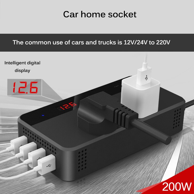 200W auto-omvormer DC 12V naar AC 220V gemodificeerde