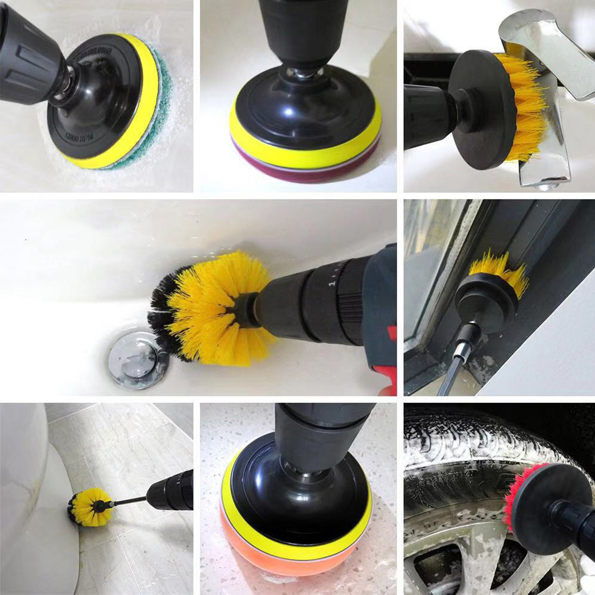 Kit de escova de broca elétrica ferramenta escova de limpeza elétrica para telha do carro escova do banheiro cozinha escovas purificador plástico