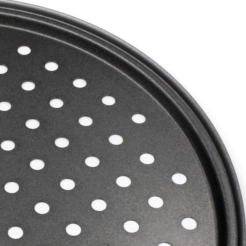 Bandeja plana para horno de acero al carbono resistente al calor, antiadherente, para cocina, plato sólido, película para Pizza, 1 Uds., Q3W4
