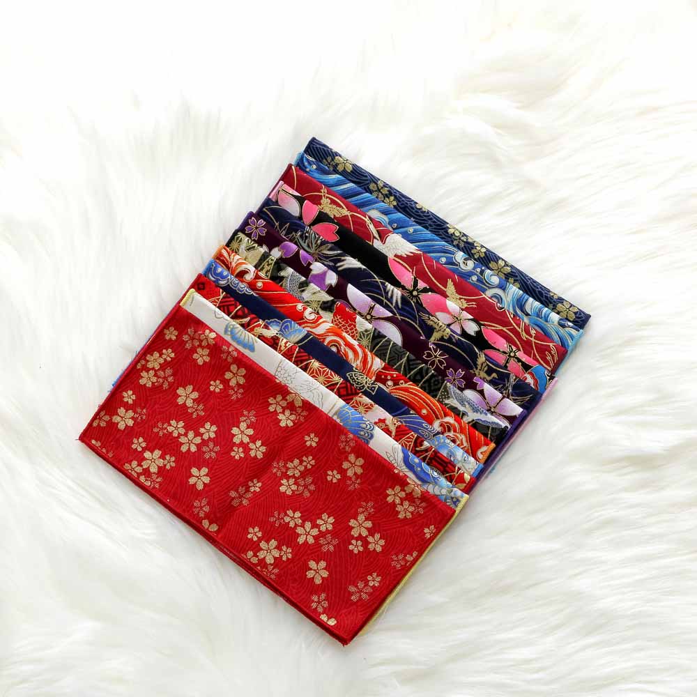 Serviette de poche Style japonais et vent en coton tissu fait à la main Satin bronzant vagues de papillon mouchoir de fleur de cerisier