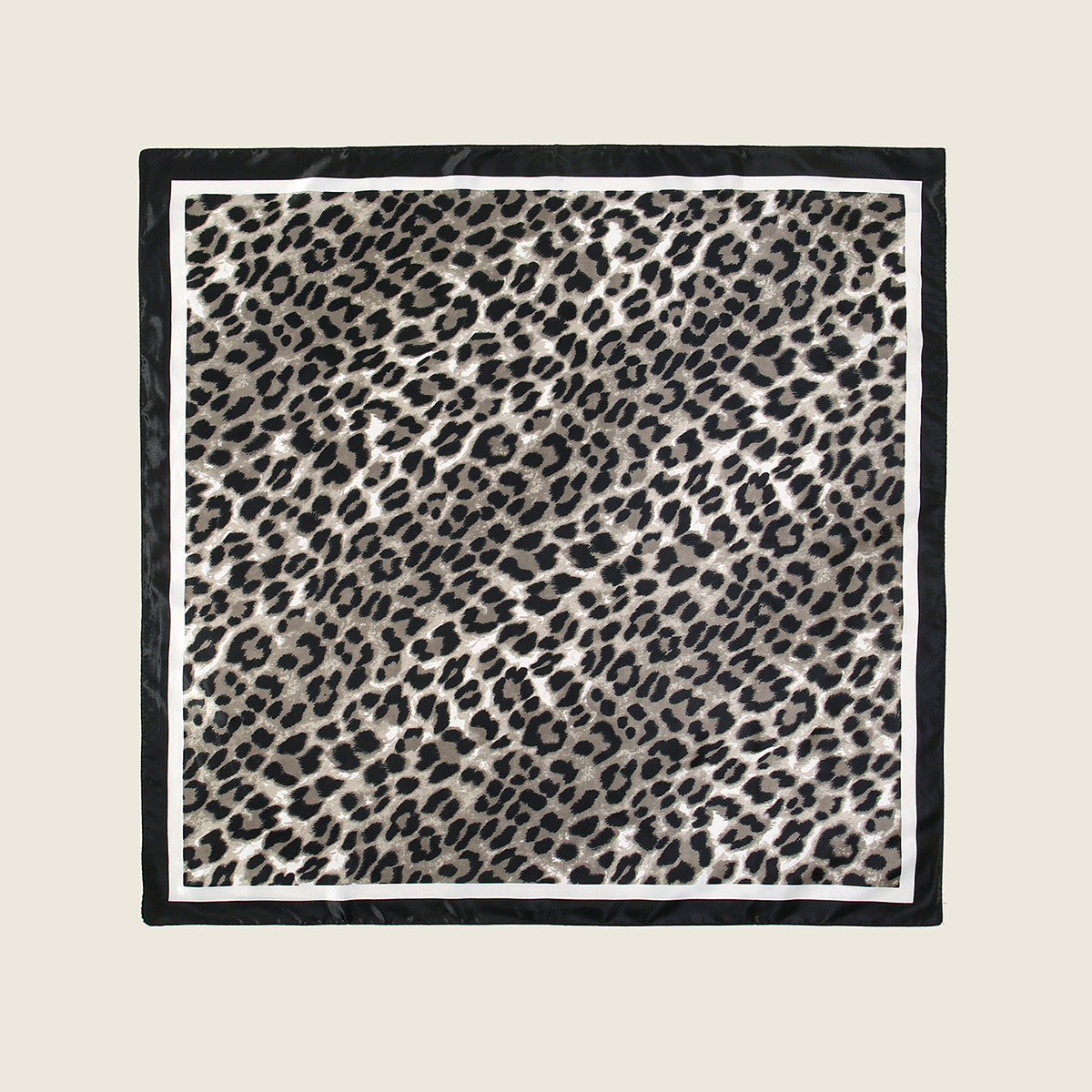 Seidenschal mit Leopardenmuster für -Luxusmarke, Halstuch, Hals, Kopf-/Haarschals, Bandana, Taschentuch, Kopftuch, 90 x 90 cm: Black