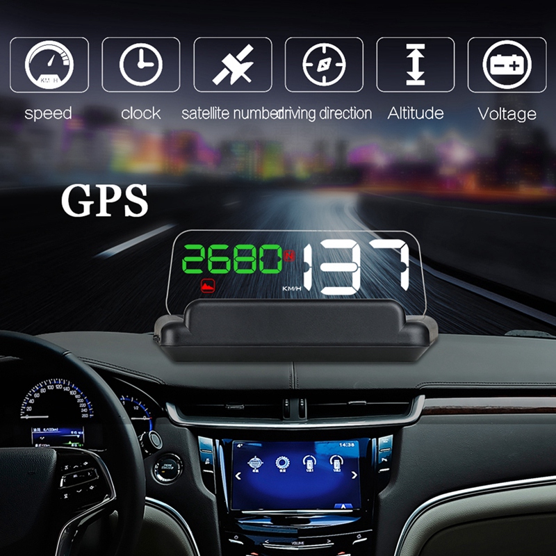 OBD2 Hud Spiegel Auto Head Up Display Voorruit Snelheid Projector Gps Security Alarm Water Temp Overspeed Rpm Voltage