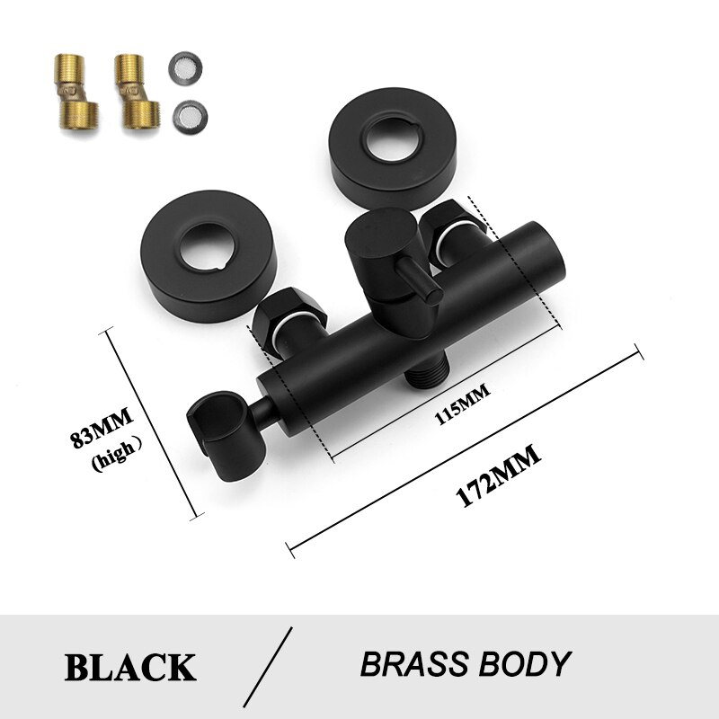 Chrome Black Bathroom Handheld Shower Set Brass Wall Mounted Cold Water Faucet Hand Shower Mixer System Brushed Gold Finish: Black Faucet Only