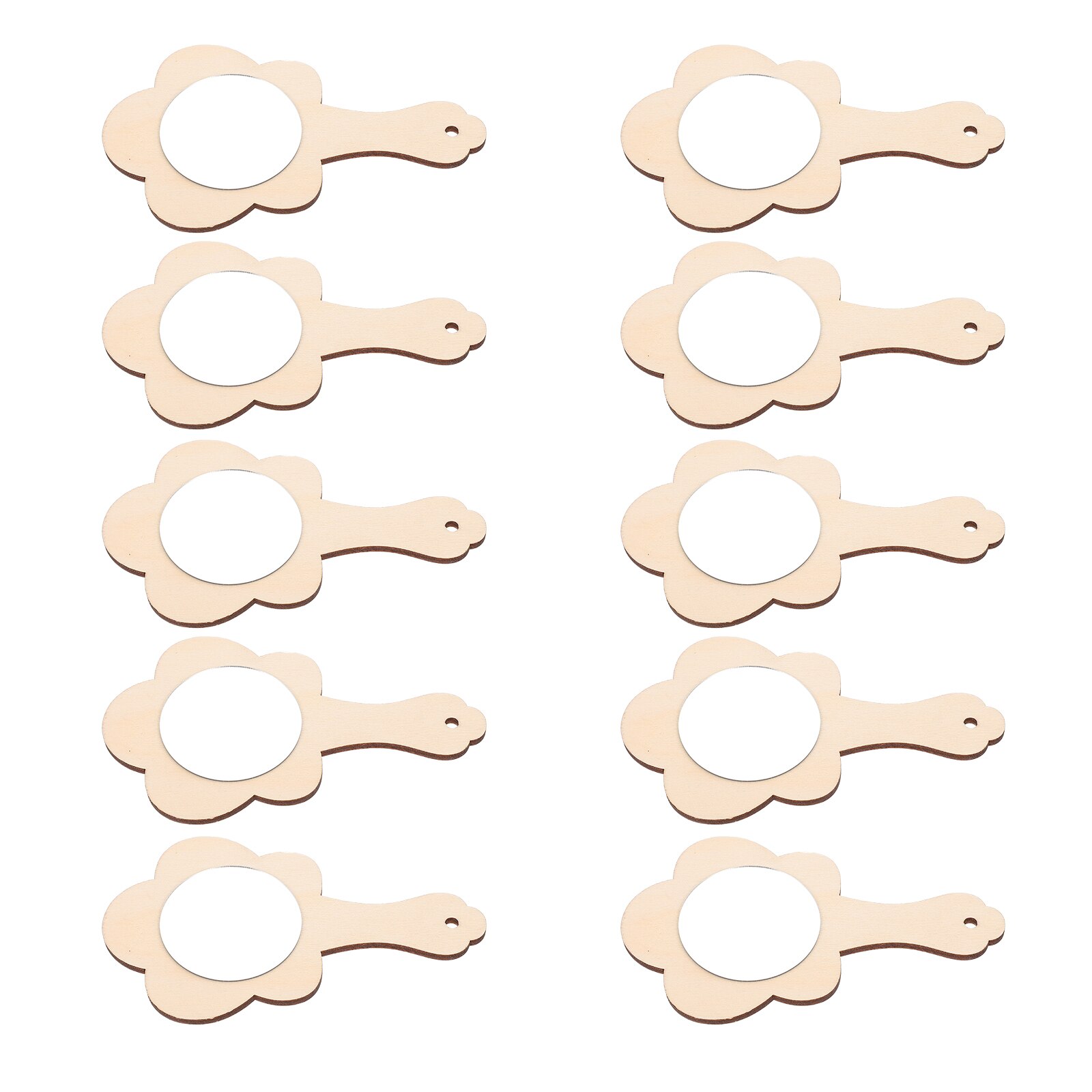 10pcs DIY Mirror Blank Unique Party Kids DIY Painting DIY Wooden Mirror Unfinished Handheld Mirror