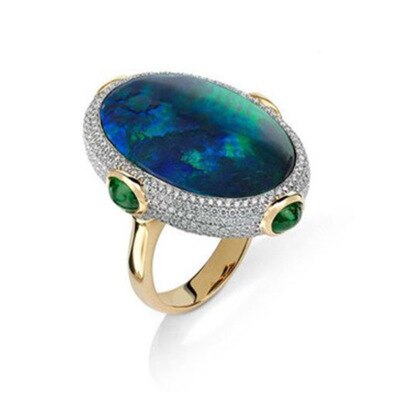 Bague ronde en opale émeraude pour femmes, bijoux classiques, de fête d'anniversaire,: 7