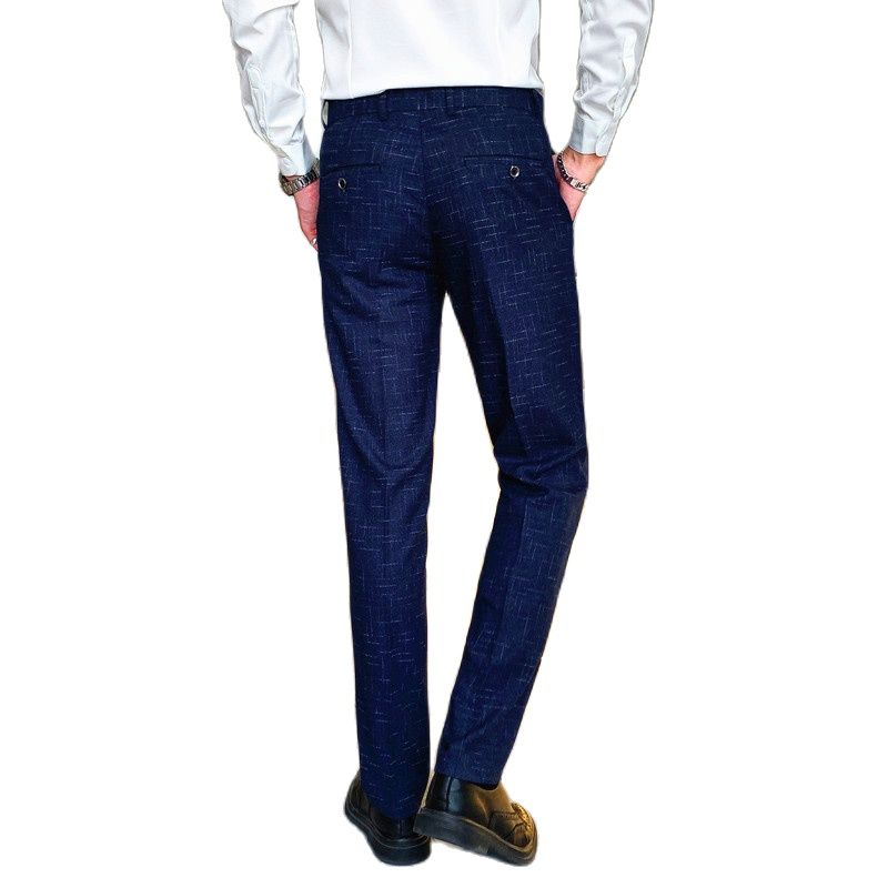 Pantalon de costume rayé pour hommes, bleu, noir, pour mariage, Business, grande taille, printemps et automne, 29-38