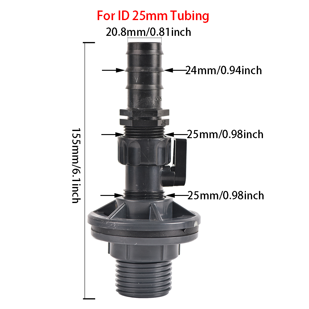 1/2 3/4 Inch PVC Spigot Rain Barrel Faucet Kit For Rain Barrels Aquariums Water Tanks Tubs Pools Garden Hose Fitting: Brown