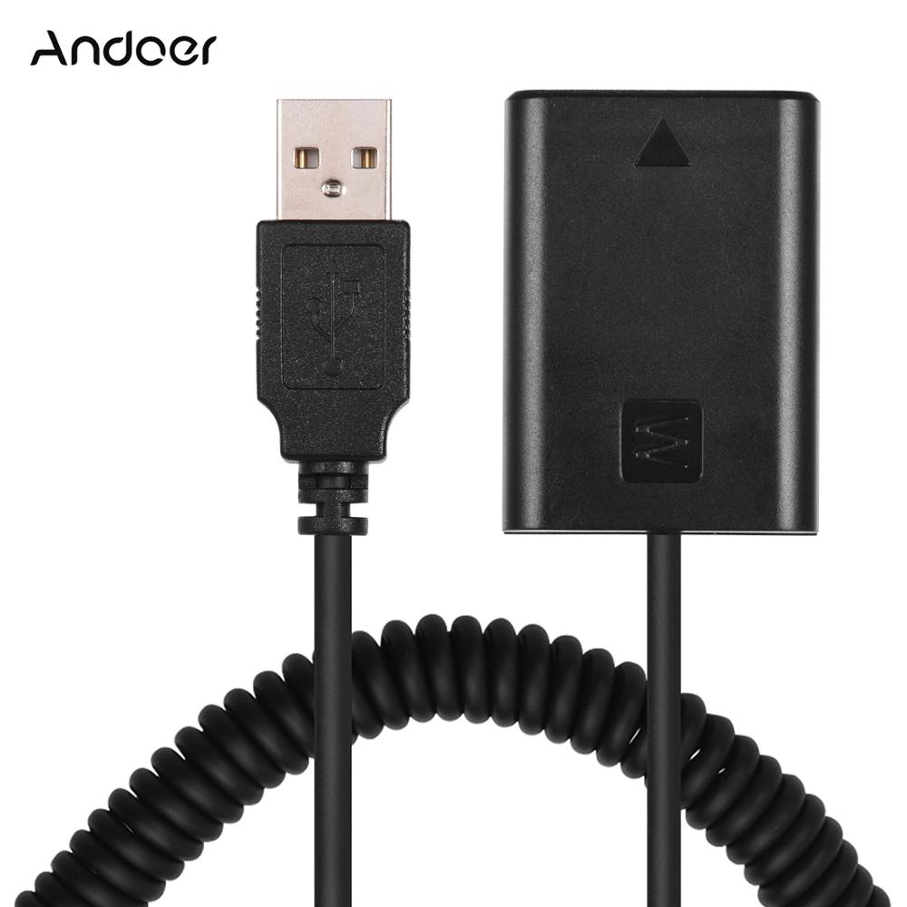 Pour Sony A7 Mark II A7 NEX5 A6000 5V USB NP-FW50 adaptateur de coupleur de batterie factice avec connecteur mâle cc câble enroulé d'alimentation