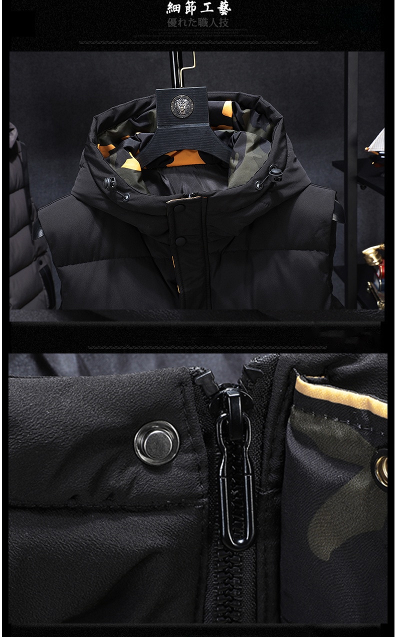 Winter Vest Men Plus Size 7XL 8XL 9xl 10xl Casual Winter Sleeveless Jacket Male Hooded Thick Warm Parka Jacket Waistcoat Men