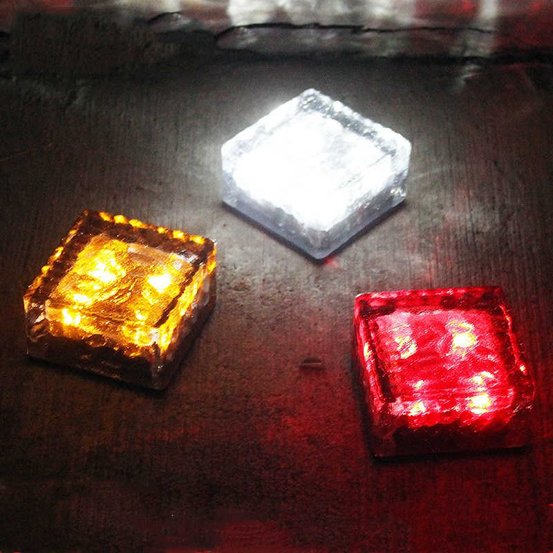 Solar led lys 4 led lampe vanntett slipt klart glass is stein murstein for utendørs hage dekk vei sti hage dekorasjon