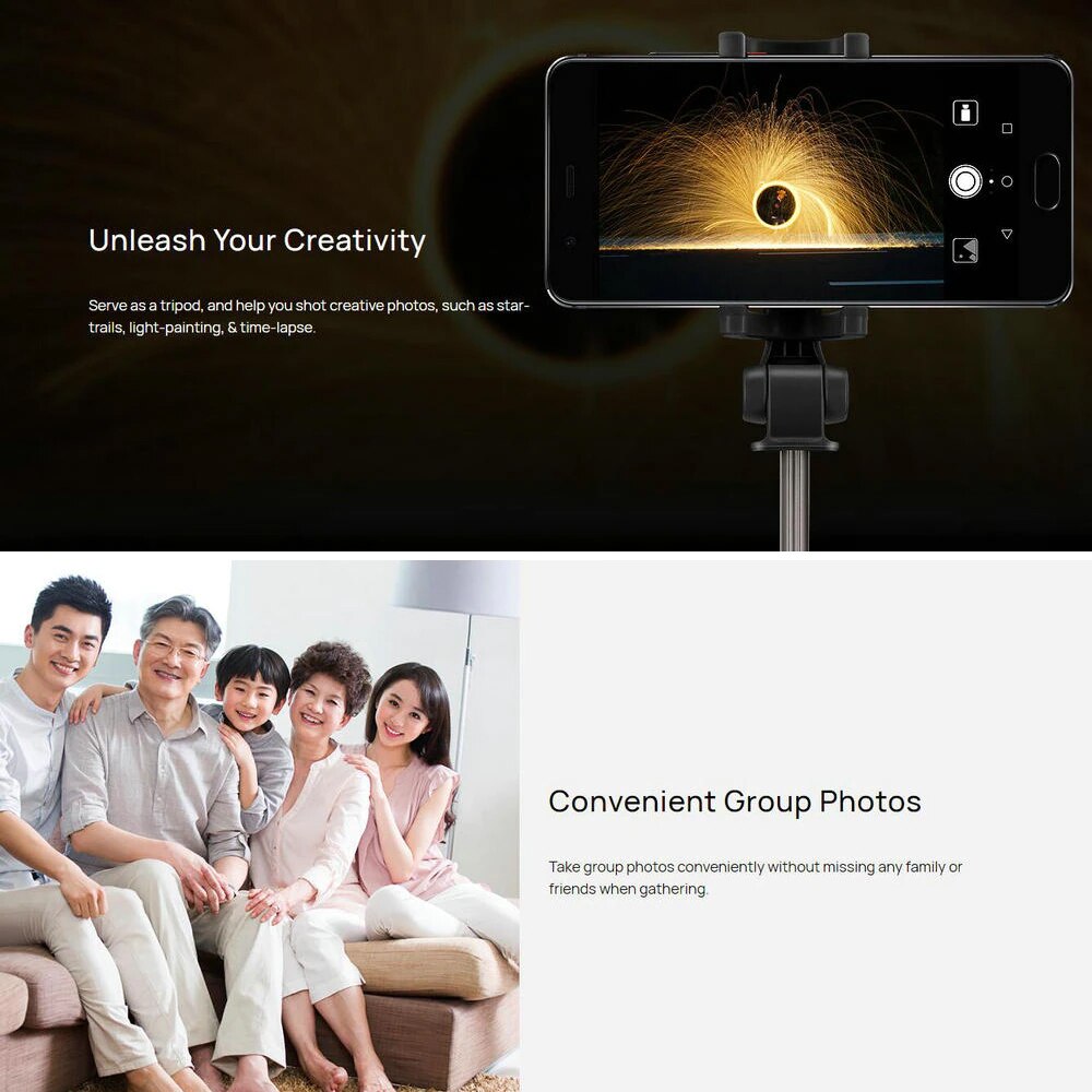 Huawei  af15/cf15 pro bluetooth selfie stick stativ bærbar trådløs fjernbetjening zoomkontrol håndholdt monopod til ios android telefon