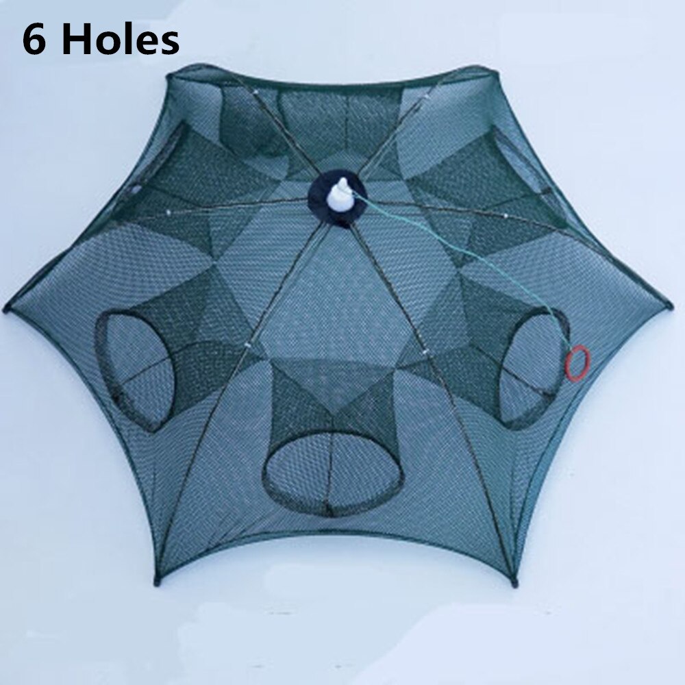 FishingLife Fishing Nets Folded Portable Automatic Nylon Casting Network Shrimp Trap Wobbler Cast Mesh Trap Multilateral Holes: 6