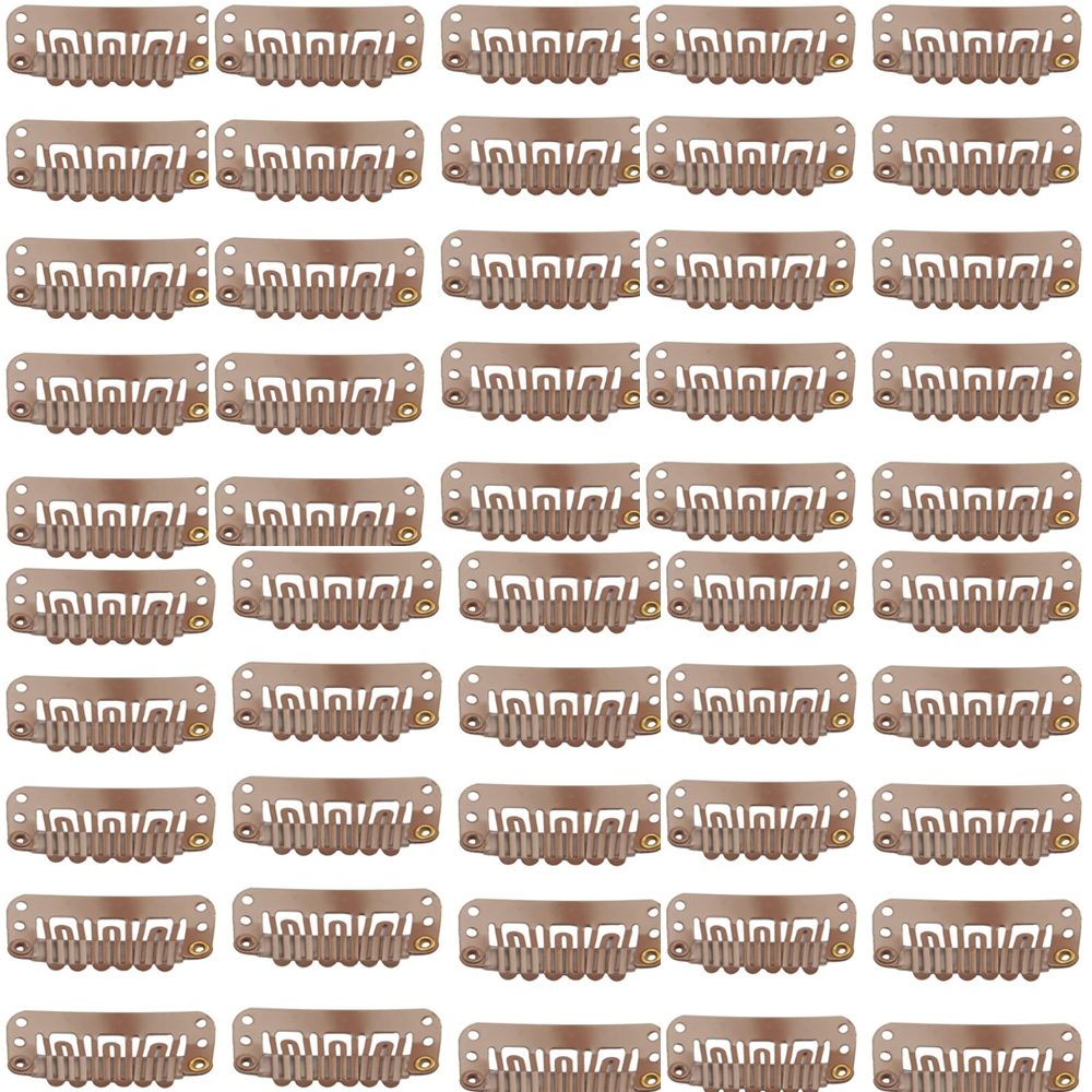 50 Clips pour trames de cheveux réels à clipser, Extensions de cheveux, perruque, pinces à cheveux