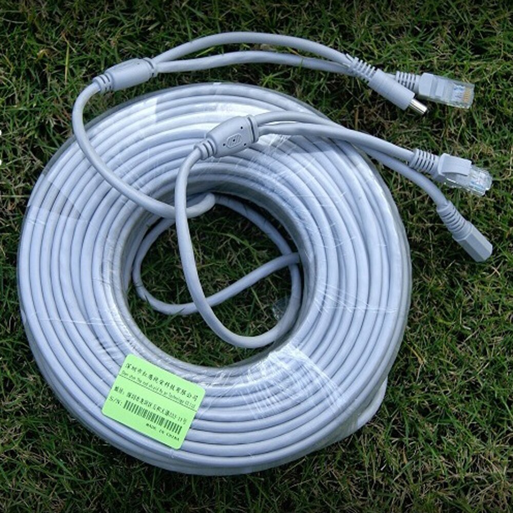 10m/33ft cctv nettverk lan kabel  rj45 w dc 12v strøm 2.1 x 5.5mm katt 5/5e utvide ethernet kabel til cctv ip kamera nvr
