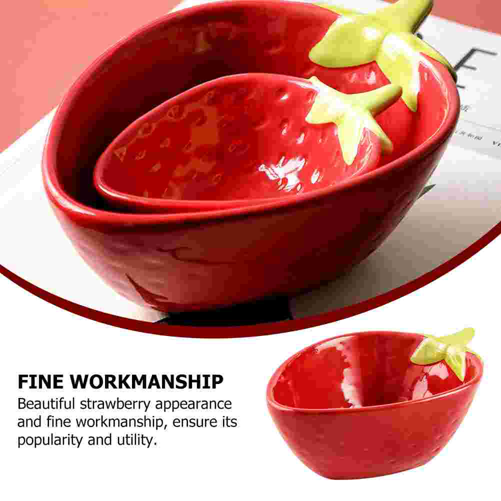 1Pc Strawberry Shaped Fruit Bowl Salad Snack Dish Restaurant Kitchen Bowl (Red)
