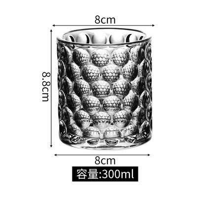 300ml Nordic Relief Pearl Point Whiskey Glass Heat Resistant Lead-free Home Coffee Mug Bar Club Voldka Cocktail Glass Drinkware: Gray 1pcs