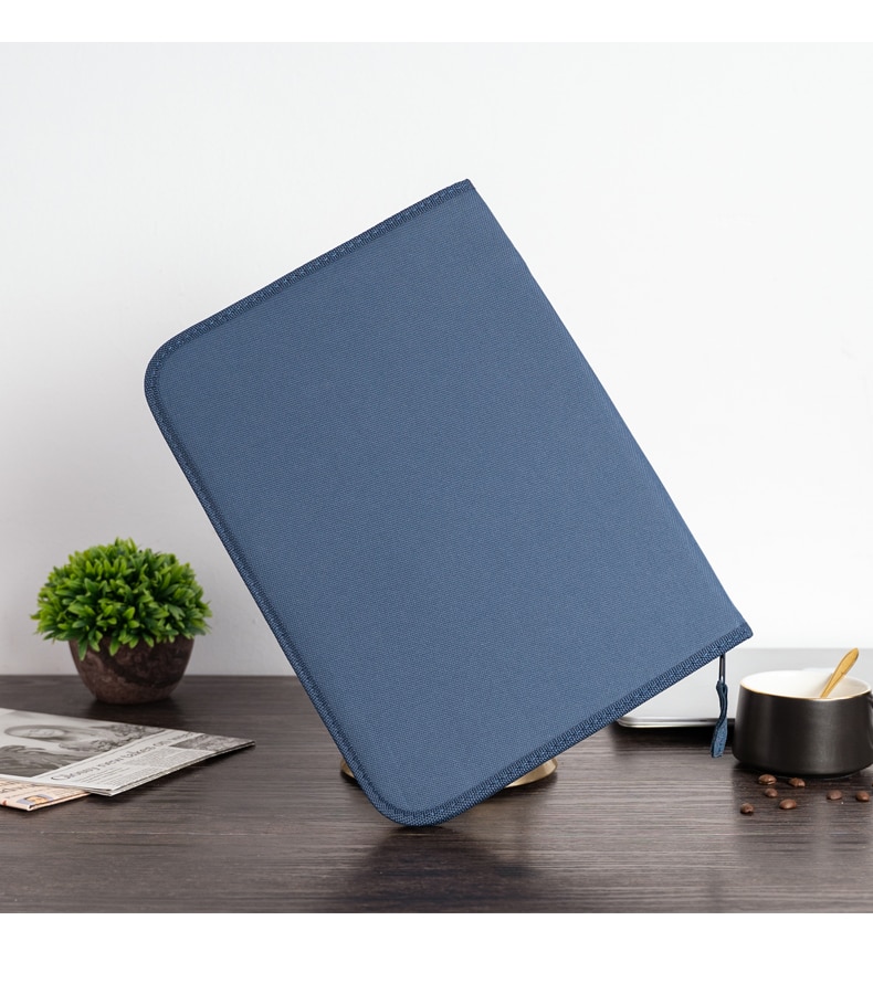 Carpeta de documentos de tela tamaño A4, carpeta de tela con cremallera, barata, carpeta de lona, carpeta de resumen única, carpeta de cubierta azul