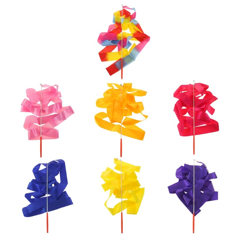 Ruban sur un bâton pour danse, avec ficelle réglable, jouets colorés pour filles, fournitures de fête, article 87HF, 4M