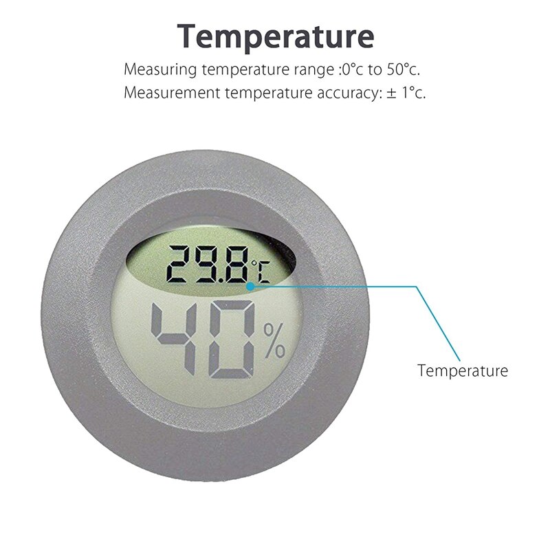 5-pack Hygrometer Thermometer Digital LCD Monitor Humidity Meter Gauge for Humidifiers Dehumidifiers Gre