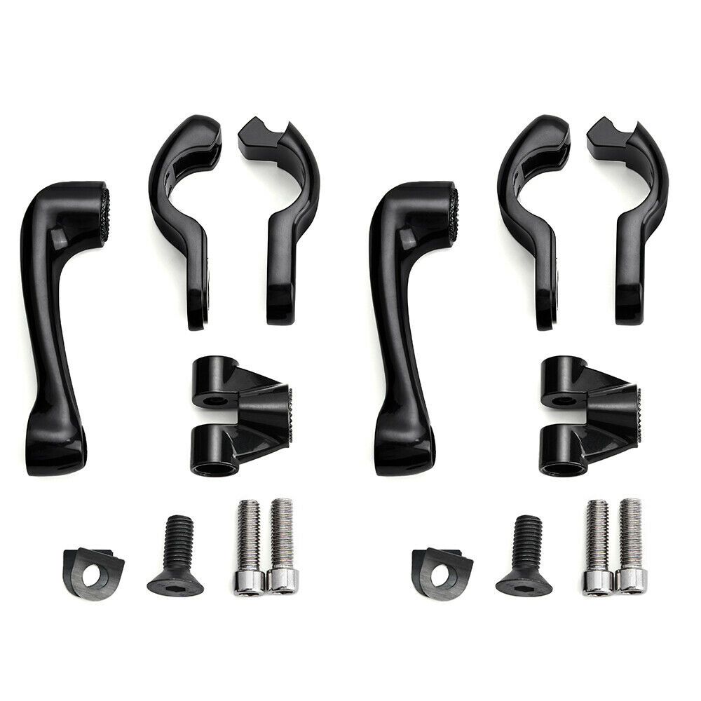 1-1/4" Highway Short Angled Footpeg Mounts For Harley Street Glide – Gloss Black