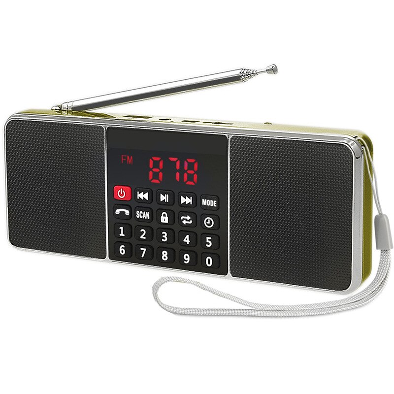 Digitale Draagbare Radio Am Fm Bluetooth Speaker Stereo MP3 Speler Tf/Sd-kaart Usb Drive Handsfree Call Led Display luidsprekers L-288: Golden