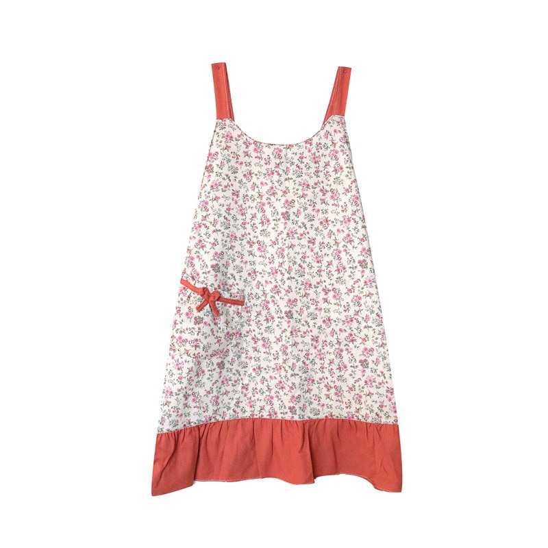 Delantal de algodón cocina hogar impermeable y a prueba de aceite bonita con flores delantal vestido estilo uniforme flor café uniforme
