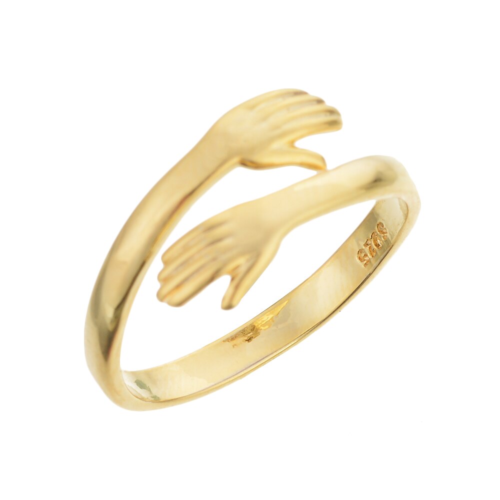 Romantische Hand Met Liefde Knuffel Ringen Creatieve Verstelbare Love Forever Open Vinger Hand Ring Voor Vrouwen Mannen Mode-sieraden: Gold Women