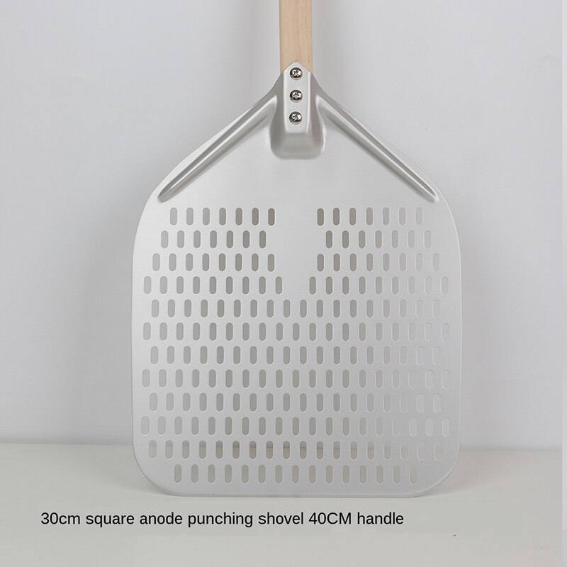 Pelle à Pizza 7/8/9 pouces, outils de cuisine Portable en aluminium, poignée en bois, poinçon de four transfert Anode péridurale poêle ronde antiadhésive: 30cm B--40cm handle