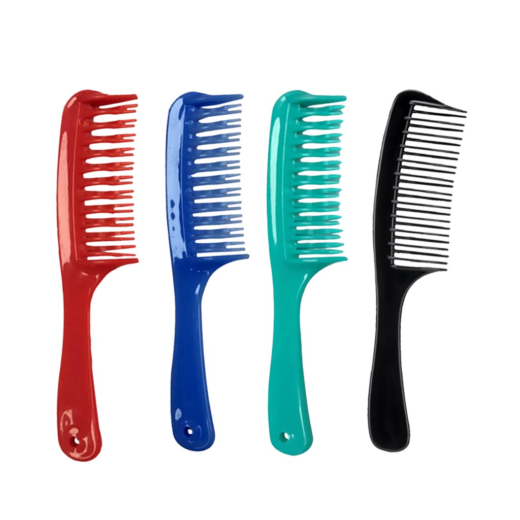 4x Nat Krullend Haircutting Dubbele Rijen Tanden Detangler Kam Kappers Borstel