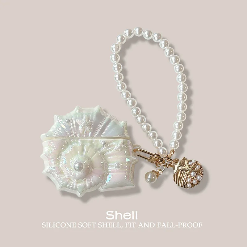 Conch Glitter Hülle für Huawei FreeBuds 4 4e 5 5i 6i Abdeckung für Huawei Free Buds Pro Pro2 Pro3 Pro4 SE2 SE3 Kostenloser Clip FreeClip