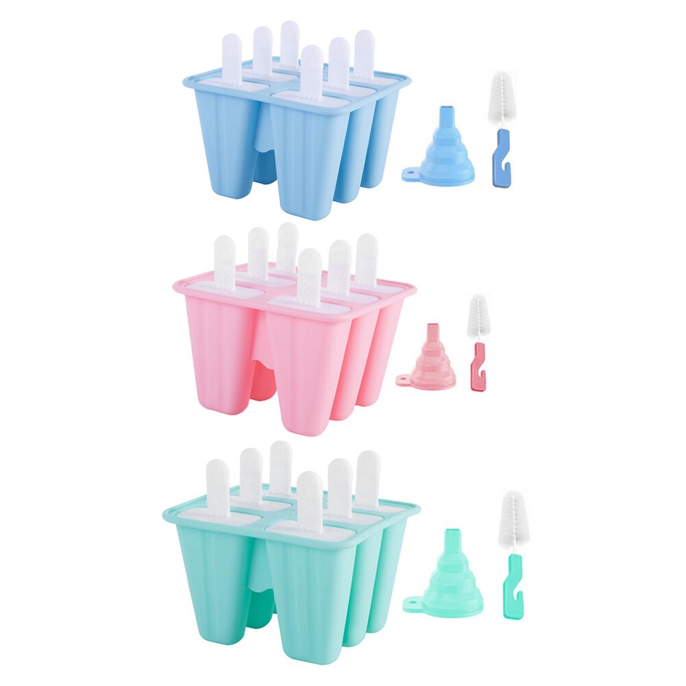 6 Cells Ice Cube Molds Reusable Popsicle Maker DIY Ice Cream Tools Kitchen Lolly Mould Tray Lolly Mould Popsicle MakerBar Tools