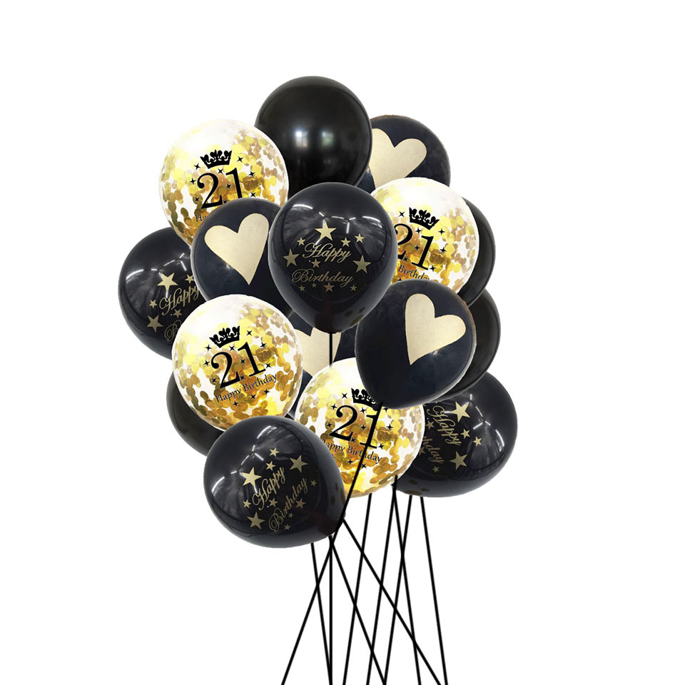 16 pièces 10 pouces 12 pouces Multi Air Ballons Joyeux Anniversaire Décorations De Fête Enfants Adultes Numéro Ballon bricolage Fournitures De Fête: 21 gold