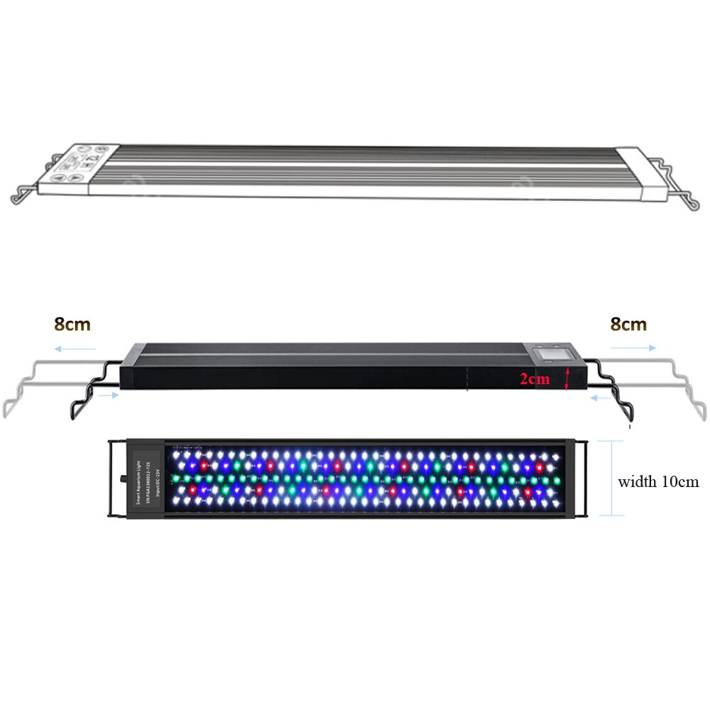 12inch-18-24inch Waterdichte Programma 8 Kleuren Auto On Off Volledige Spectrum Led Aquarium Lichtpunt Voor Zoetwater Geplant Tank