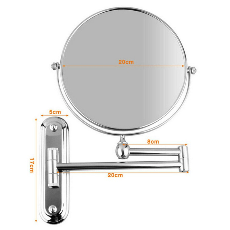 Chrome 10X Magnifying Wall Mounted Round Mirror Vanity Make Up Shaving Folding Bathroom Makeup Mirror Free Punch Wall-Mounted