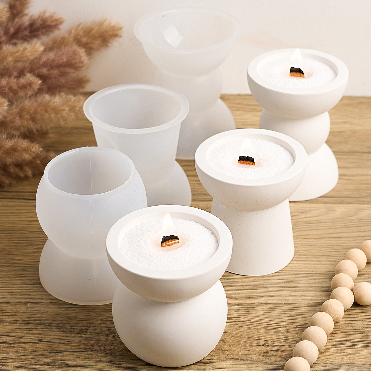 Moule en silicone géométrique semi-transparent ci-après, plâtre bricolage, béton, compte tenu du bougeoir, pot de stockage, moule en résine, décoration d'intérieur