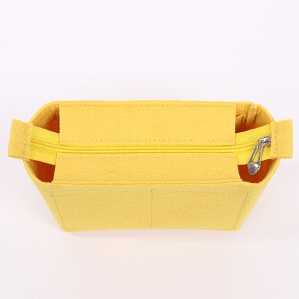 Til gg børn taske filt klud indsætte taske arrangør makeup håndtaske arrangør rejse indre taske bærbare kosmetiske tasker: Lukket gul