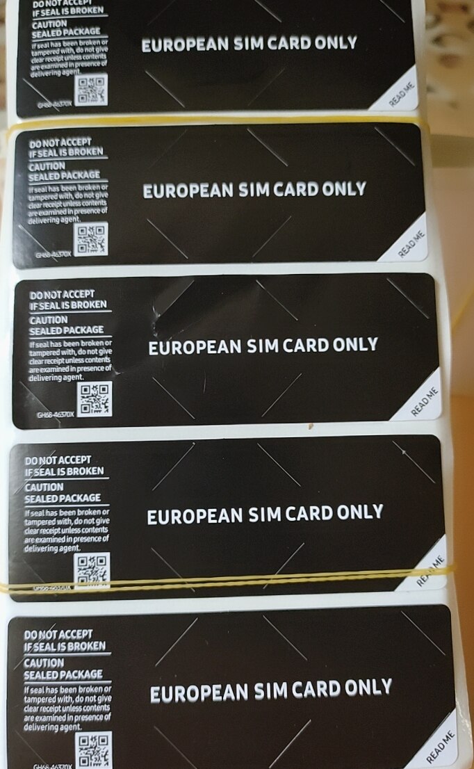 100Pcs Black/White SIM Card Only Seal Label Sticker For SAM delicacy Phone Package box sealing strip: EU Black