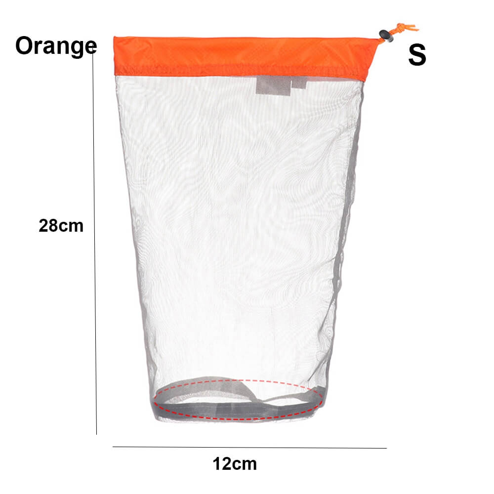 1Pc Drawstring Storage Bag Outdoor Stuff Sack Camping Sport Ultralight Mesh Traveling Organizer Hiking Tool Accessories: S - orange
