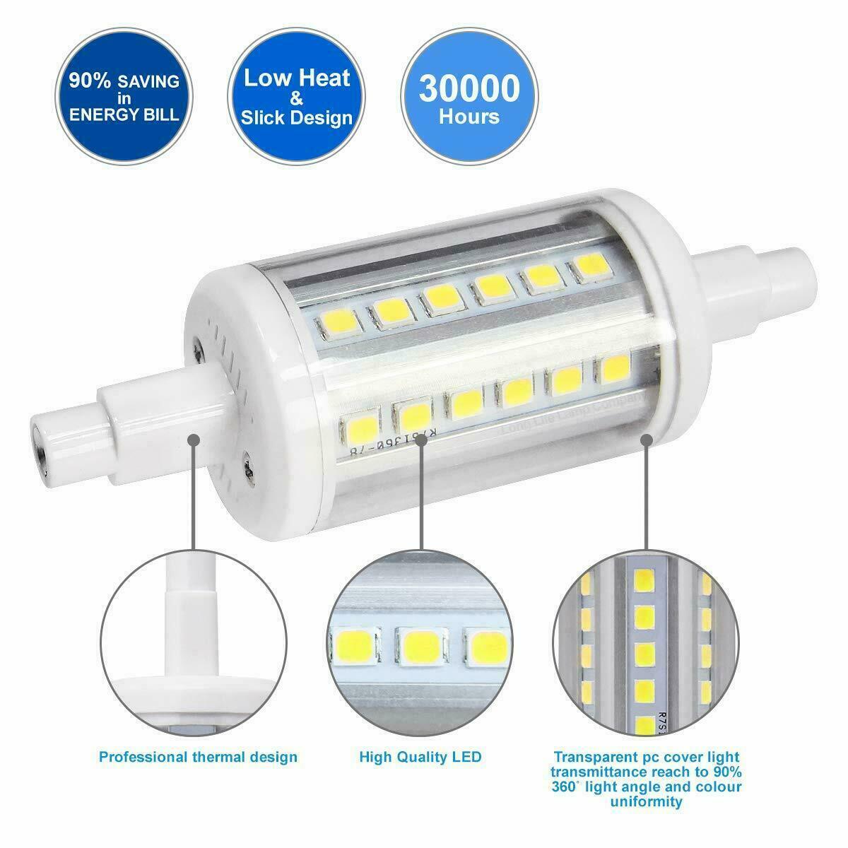 R7S bombilla LED para lámpara 5W 10W 2835 luz Led blanco cálido/blanco frío foco 360 grados AC85-265V Luz de enchufe Horizontal