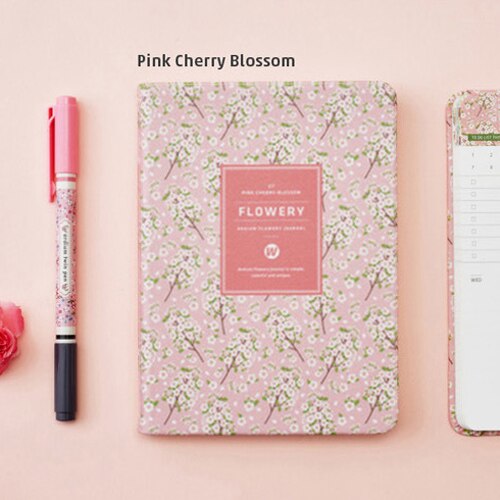 Agenda Vintage coréen Kawaii A6, Agenda annuel, hebdomadaire, mensuel et quotidien, organisateur de fleurs, carnet de notes, fournitures scolaires: Cherry Blossom