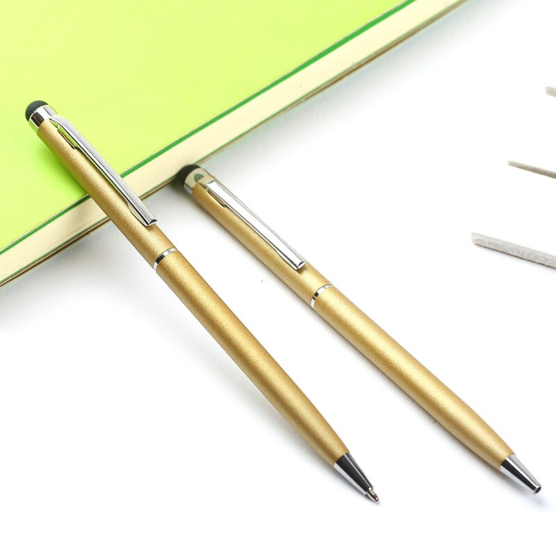 1.0mm Multi-color Metal Small Gaoshi Ballpoint Pen Touch Screen Capacitive Pen 142mm Pen For Students Writing: Golden