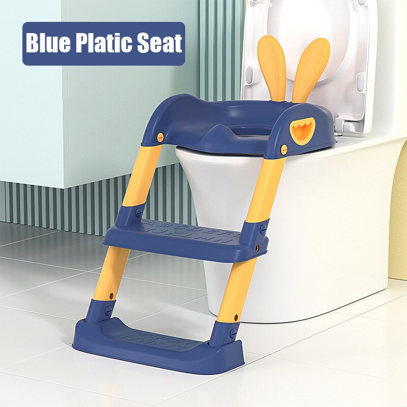 Baby Toiletzitting Met Verstelbare Ladder Zuigeling Wc Training Klapstoel Training Baby Zindelijkheidstraining Seat Kinderen Potje: 2Blue plastic seat