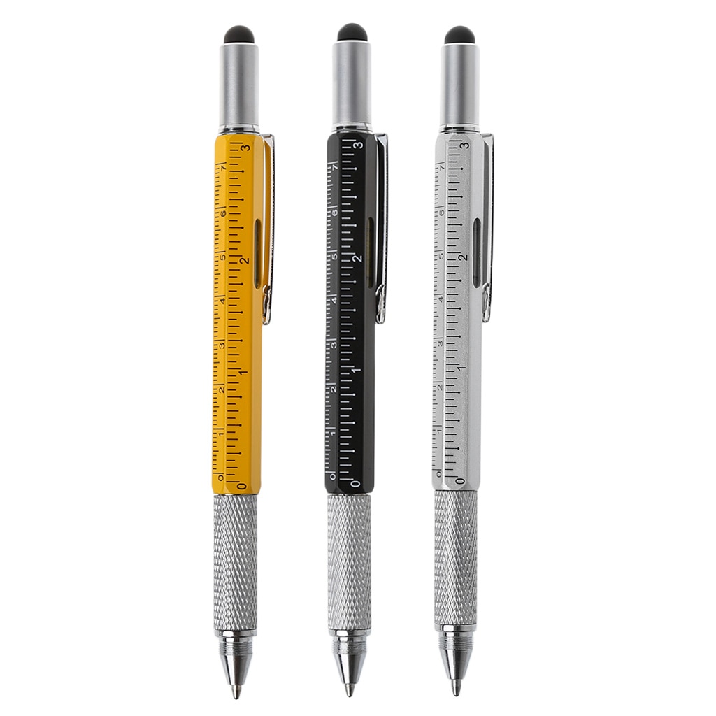 6 in 1 metal pen Multifunction Tool Ballpoint Pen Screwdriver Ruler Spirit Level