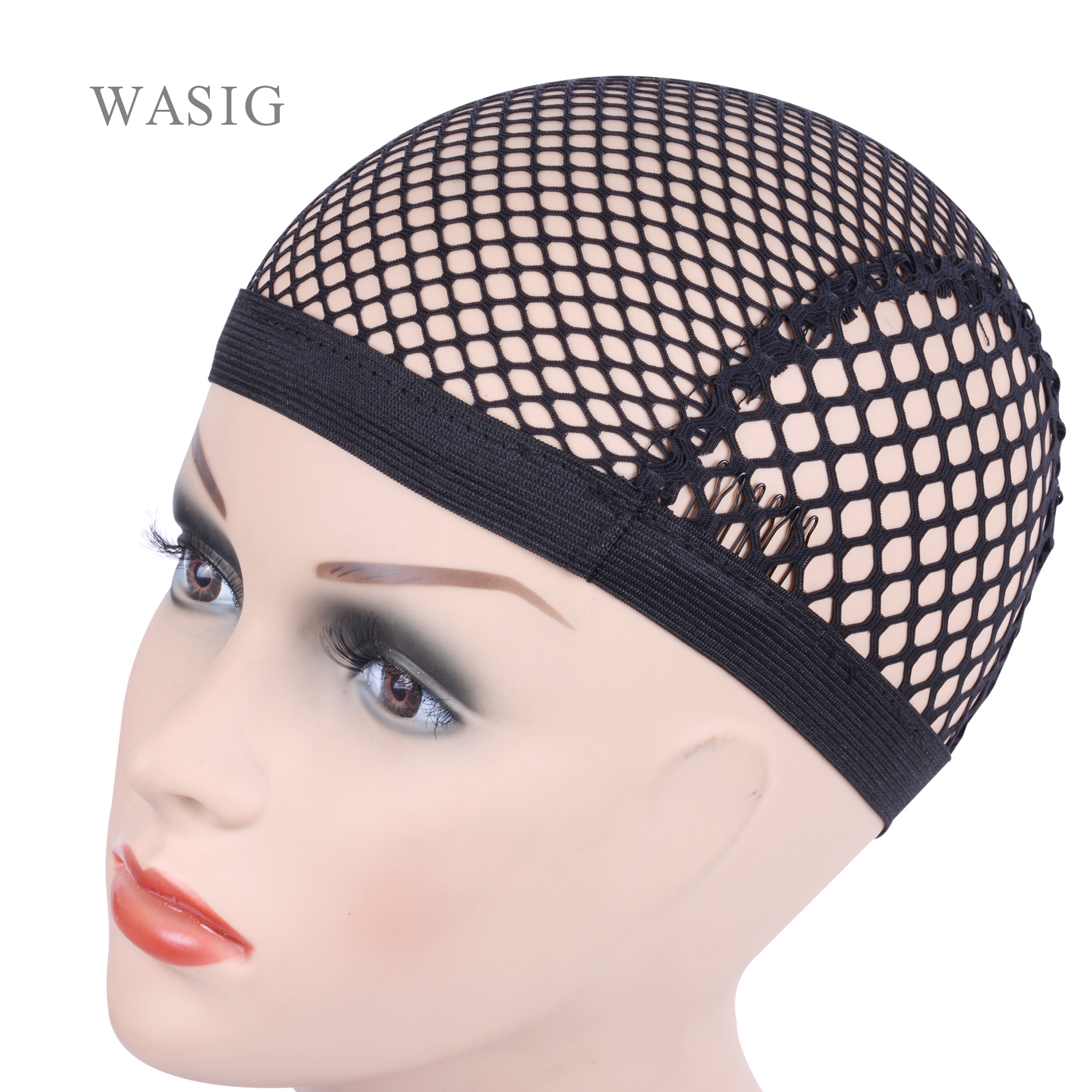 Gorros de malla para el pelo, malla tejida de buena , color negro, gorra de peluca tejida