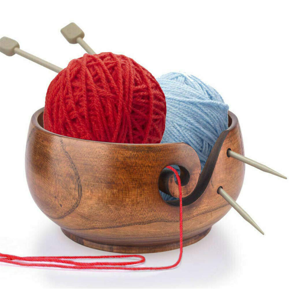 Cuenco de lana portátil con tapa cuenco de ganchillo a prueba de polvo, cuenco de almacenamiento de hilo para tejer, cuenco de almacenamiento de hilo de lana de costura