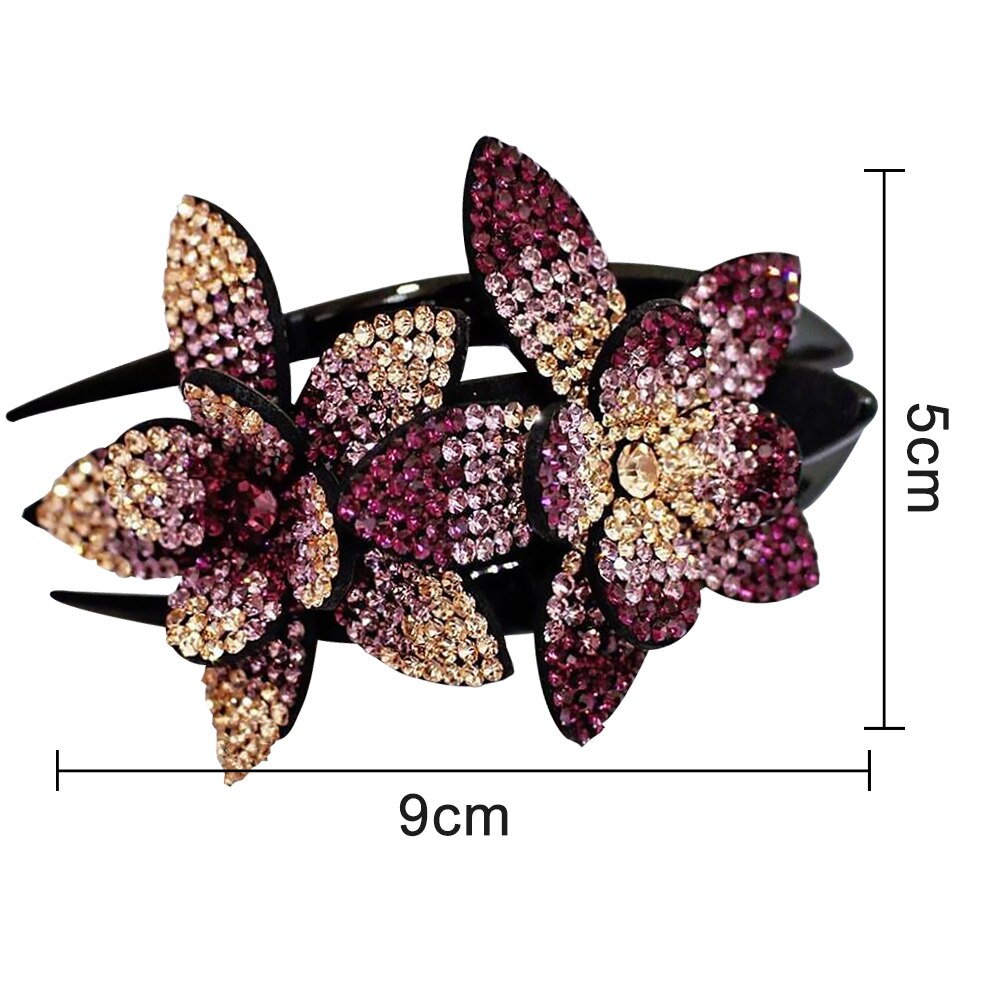 Strass Dubbele Bloem Haar Clip Flexibele Duurzaam Vrouwen Zwaluwstaart Haar Clip: 7