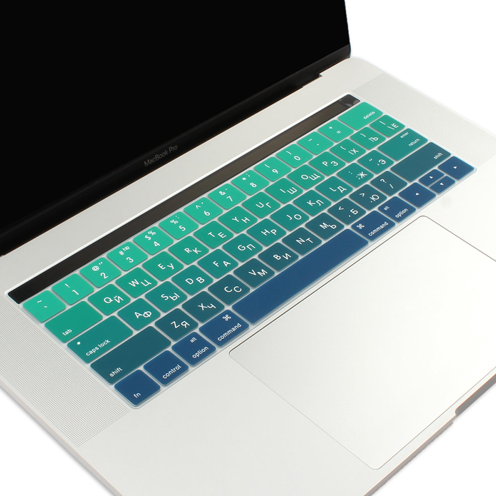 Russian Layout Keyboard Cover Skin for MacBook Pro 13" 15" with Touch Bar for Pro A1706 A1707 - US Enter