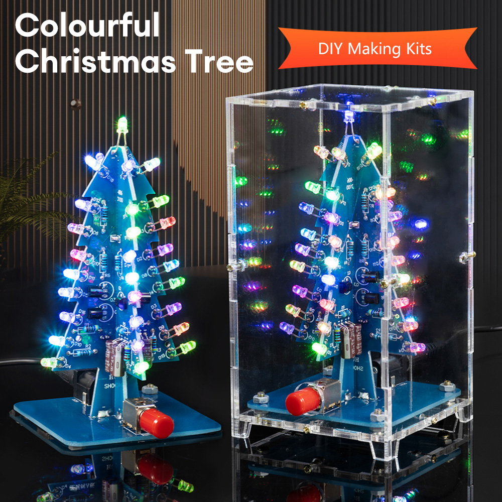 RGB LED blinkender Weihnachtsbaum DIY Bausätze Elektronik Lözehn Bunte 3D Weihnachtsbaum DIY Bausätze zum Lözehn Üben Lernen